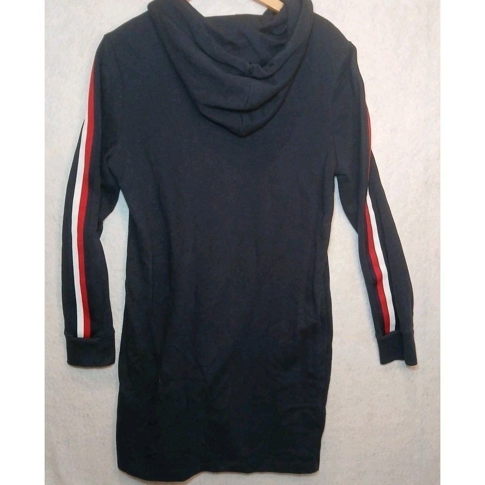 Tommy Hilfiger Womens Navy Blue Quarter Zip Hoodie Dress Stripe Sleeve Small - Picture 3 of 11